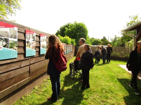 A látogatók megtekintik a Tiszaújváros Települési Értéktár kiállítási anyagát.