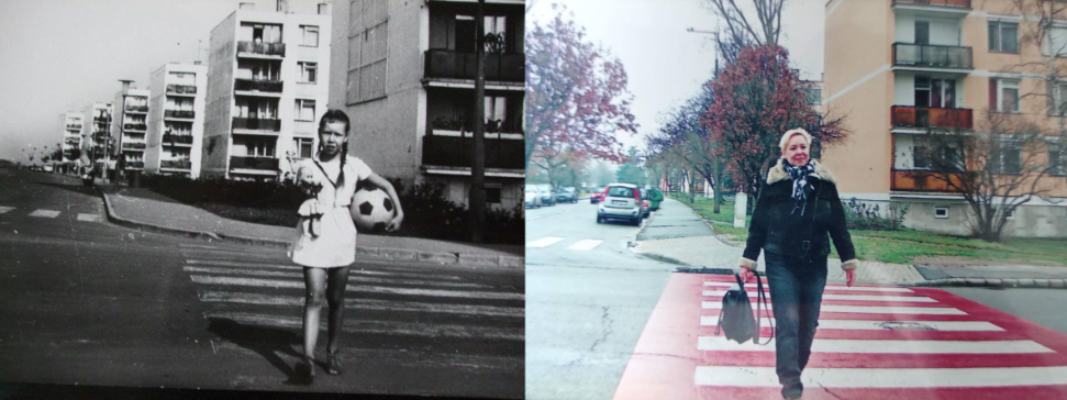 Kovács Regina 1970-ben és 2016-ban a Béke út és a Tisza út kereszteződésében