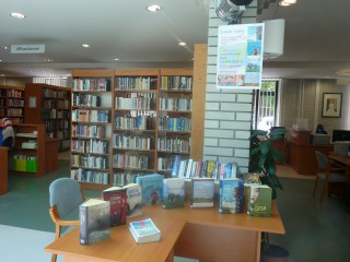 A kihíváshoz kihelyezett könyvek a könyvtárban