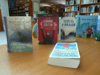 A kihíváshoz kihelyezett könyvek a könyvtárban