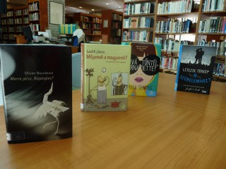 A kihíváshoz kihelyezett könyvek a könyvtárban