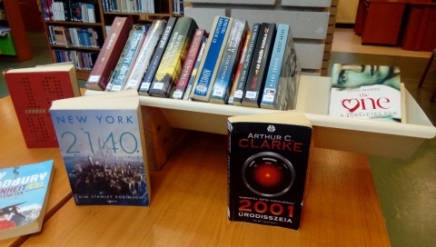 A kihíváshoz kihelyezett könyvek a könyvtárban