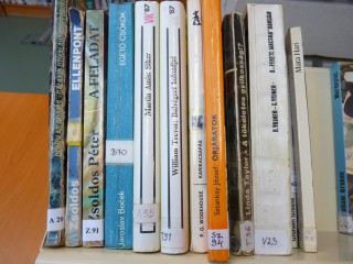 A kihíváshoz kihelyezett könyvek a könyvtárban